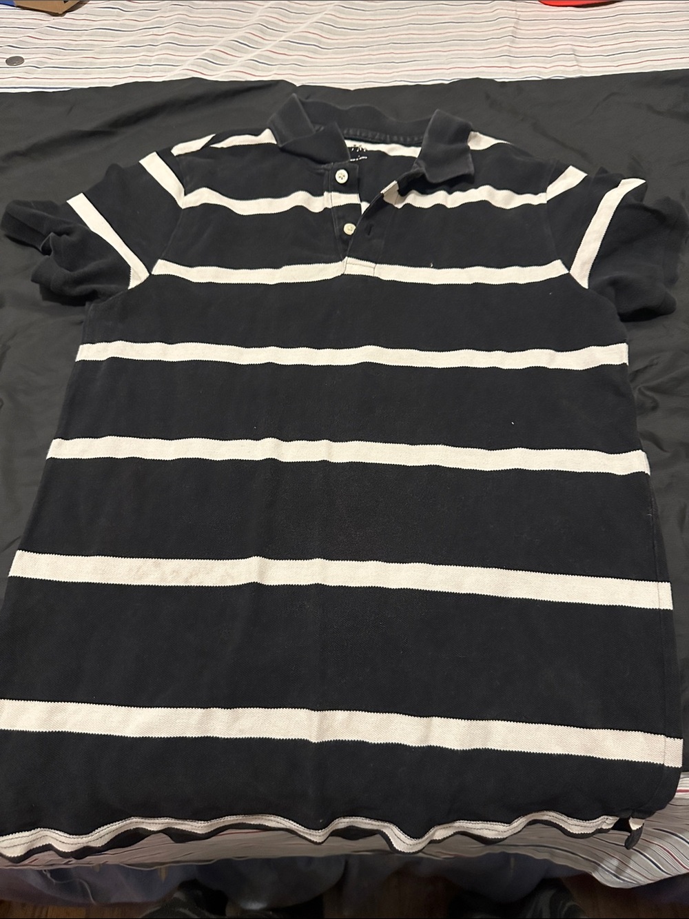 Gap Black & White Striped Polo Shirt